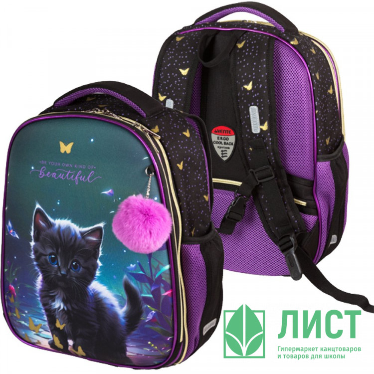 Ранец для девочек школьный (deVENTE) Choice Lite. Beautiful Cat + брелок 38x29x17см арт.7033524