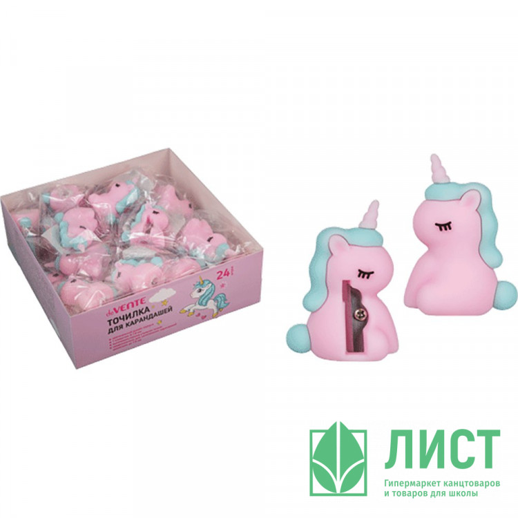 Точилка пластиковая (deVENTE) Unicorn 1 отверстие покрытие Soft Touch арт.8031309
