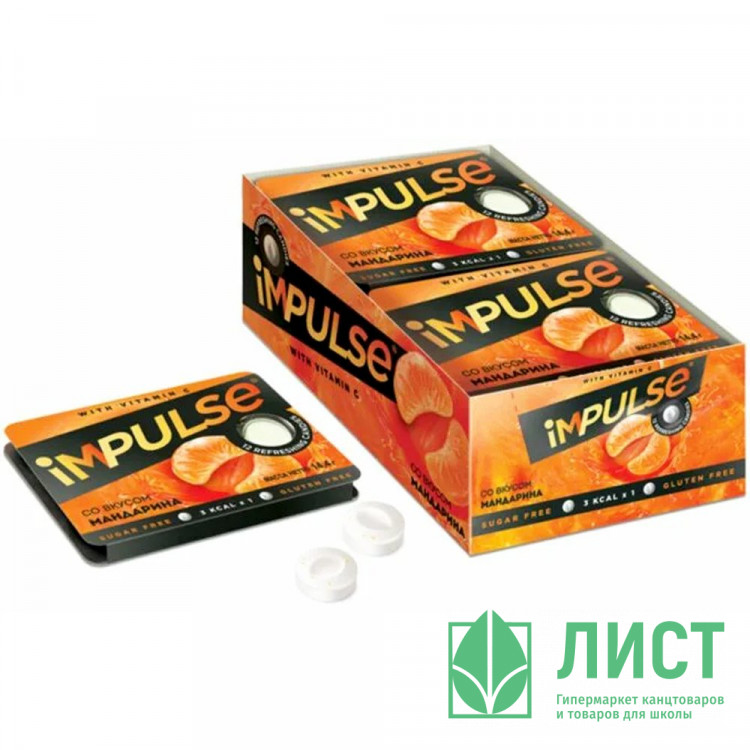 Жев. конфета "Импульс" мандарин 14,4г освежающая арт.ВК176