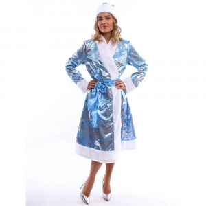 Костюм взрослый Снегурочка Дарина (шуба,пояс,шапка) р.46 арт.3030 к-22-46