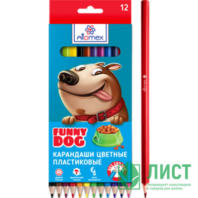 Карандаши цветные (Attomex) Funny Dog шестигранные 12 цветов 2М 2,5 мм арт.5022342 Карандаши цветные (Attomex) Funny Dog шестигранные 12 цветов 2М 2,5 мм арт.5022342