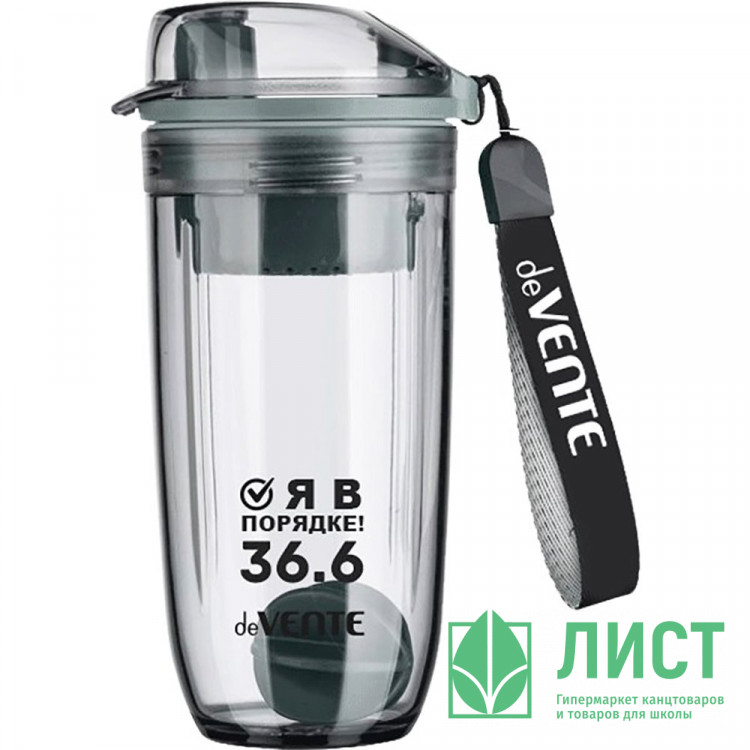 Бутылка 400мл deVENTE "Force" пластик серая арт.8090204