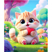 Алмазная мозаика 21х25см (Mazari) Котик частичное заполнение с мольбертом арт.M-12369