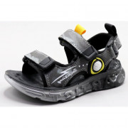 Сандалии для мальчика (Мышонок) серый верх-искуственная кожа/текстиль подкладка-искусственная кожа размерный ряд 26-31 арт.jwg-N16-2C