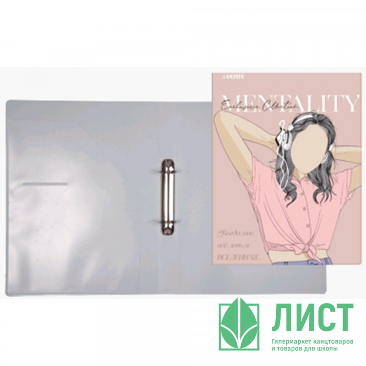 Папка на 2-х кольцах А4 30мм D-25мм пл. 0,65мм Mentality deVENTE с внут.карманом арт.3081216