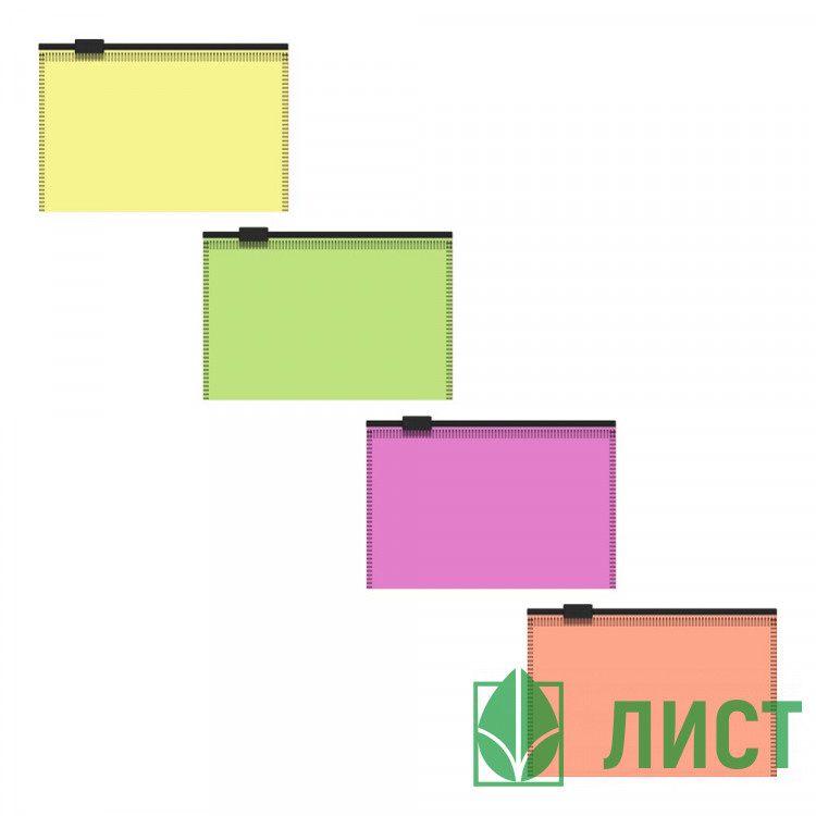 Папка-конверт на молнии ЕК Fizzy Neon Card Size полупрозрачный. арт.54972 (Ст.12)