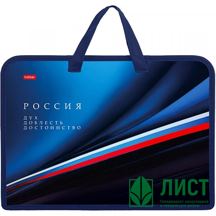 Сумка пластик А4 (Hatber) на молнии ручка-тесьма Дух и доблесть арт.AMn_07091