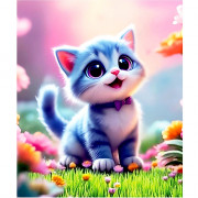 Алмазная мозаика 21х25см (Mazari) Котик частичное заполнение с мольбертом арт.M-12372