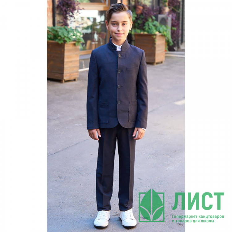 Брюки для мальчика (Praleska) Сударь зауженный силуэт размерный ряд 30/134-42/170 цвет синий