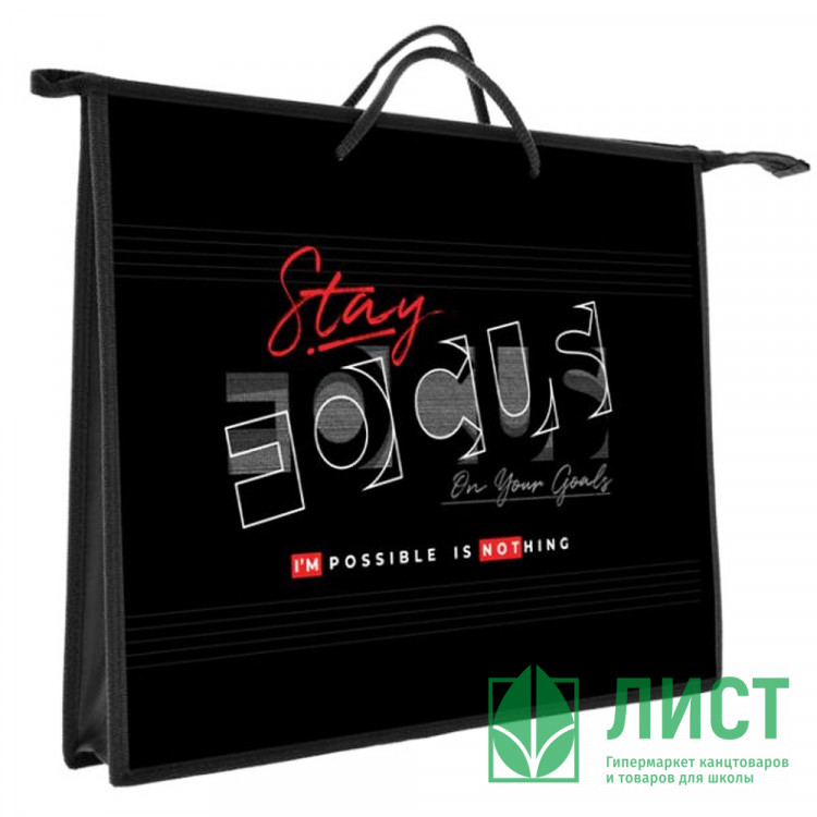 Папка А3 пластик на молнии ручка-шнур (ОНИКС) В фокусе арт.ПР 3-20