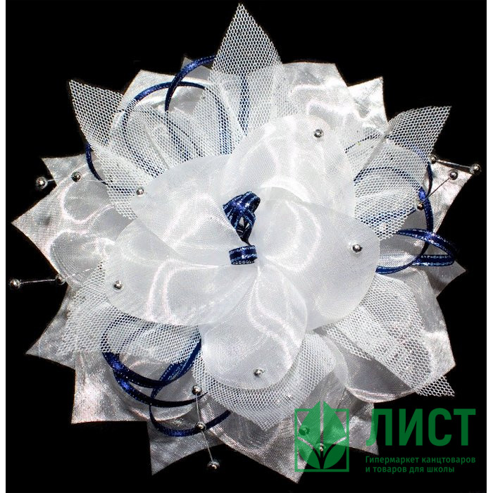 Бант для волос белый/синий  Arco Carino 13см арт.134