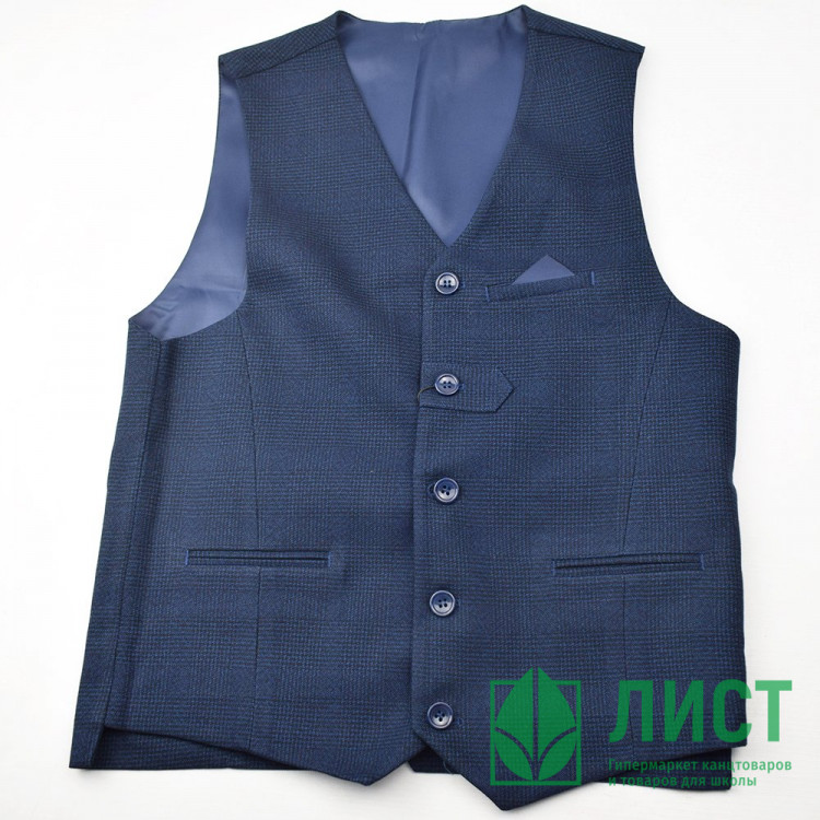 Жилет для мальчика (Praleska) артикул 25281 Сударь размер 30/128-42/164 цвет синий