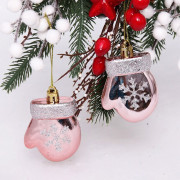 Фигурка на ёлку пластик 06см "Варежки" 02шт/наб. цв.розовое золото арт.201-2102