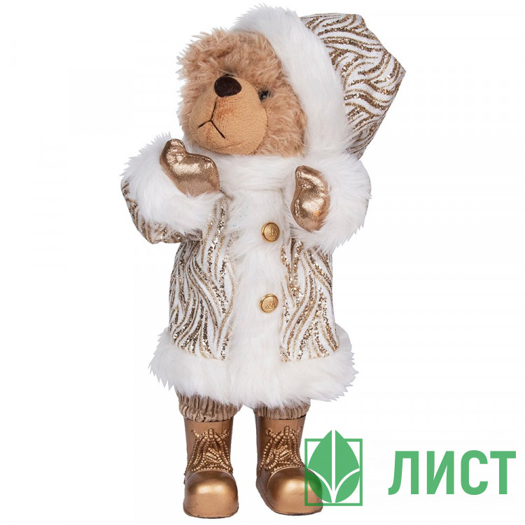 Игрушка декор. "Медведь" 35см в белой шубке с золотом арт.92786