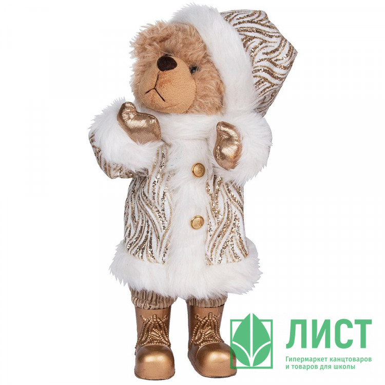 Игрушка декор. "Медведь" 35см в белой шубке с золотом арт.92786