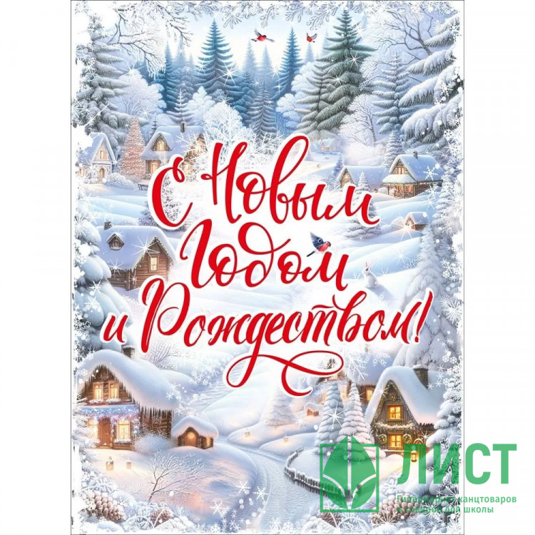 Плакат "С Новым годом и Рождеством!" 60*44см арт.071.608