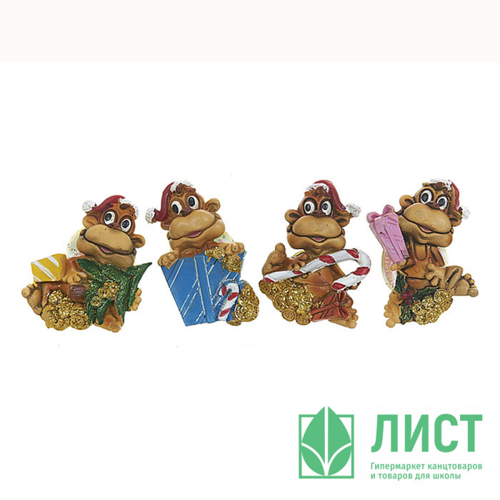 юМагнит СИМВОЛ ГОДА "Обезьянка-Санта" 6см асс. арт.S2880555