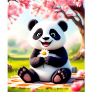 Алмазная мозаика 21х25см (Mazari) Панда частичное заполнение с мольбертом арт.M-12370
