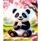 Алмазная мозаика 21х25см (Mazari) Панда частичное заполнение с мольбертом арт.M-12370