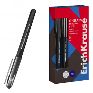 Ручка гелевая непрозрачный корпус (ErichKrause) Торпеда (G-Glass Stick) черный, 0,5мм, игла арт.61302 (Ст.12)