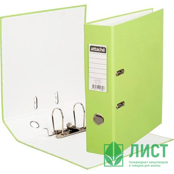 Папка-регистратор 80мм ПВХ с 1 сторонней обтяжкой, металлический уголок, лайм, разобранная