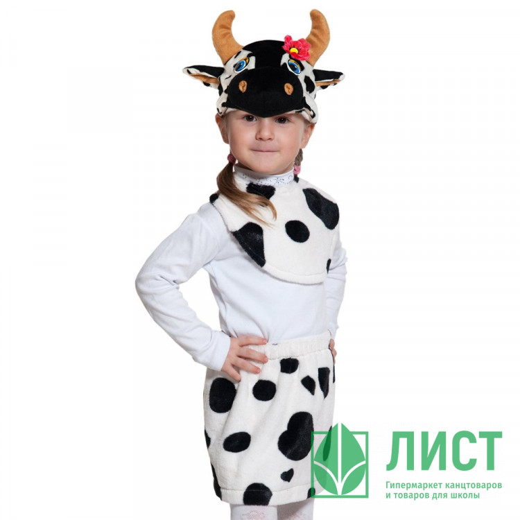 Костюм для девочки Коровка (юбка,воротник,маска) р.30/116 плюш арт.01-3097