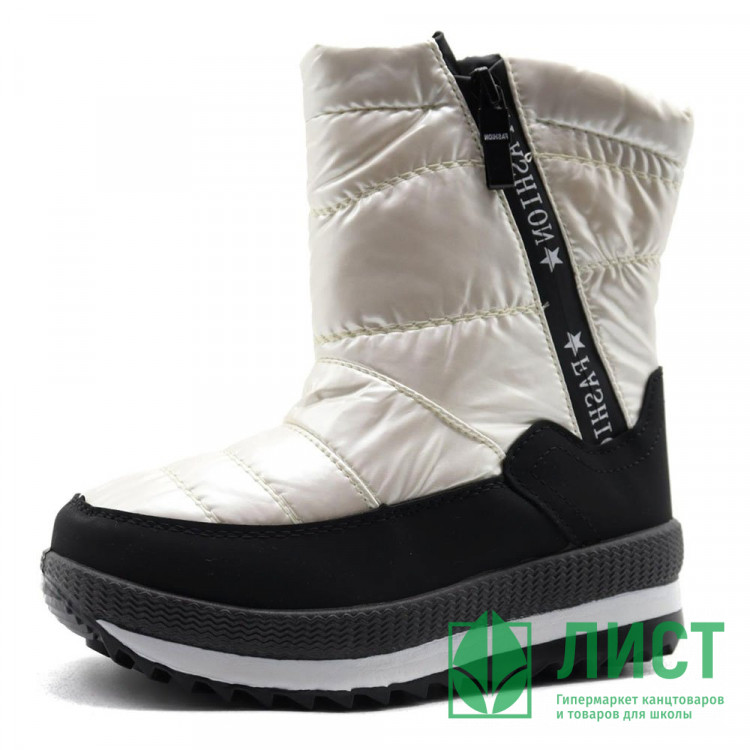 Дутики для девочки (SaiJun) белый верх-искуственная кожа подкладка - искуственная шерсть  артикул czz-2511-5