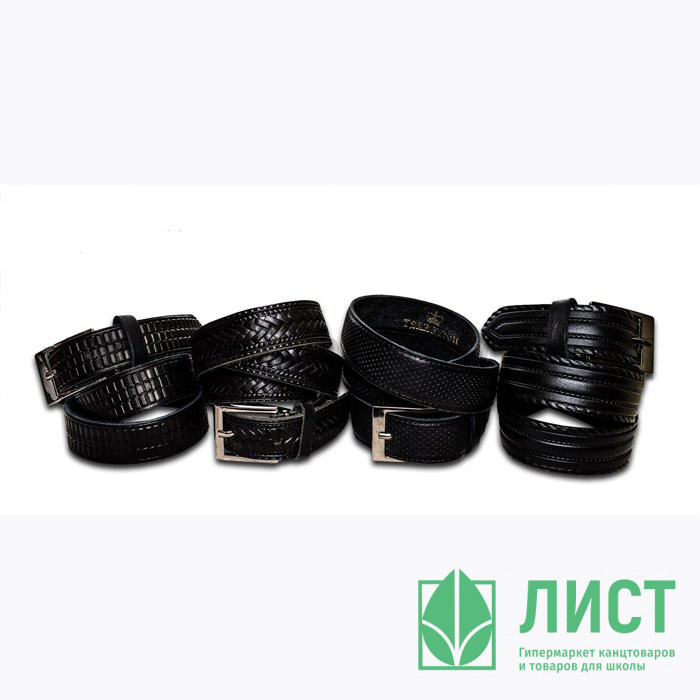 Ремень детский натуральная кожа цвет черный (90-110см) арт.02