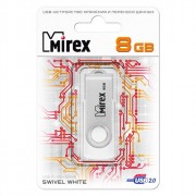 Флеш диск 8GB USB 2.0 Mirex Swivel белый