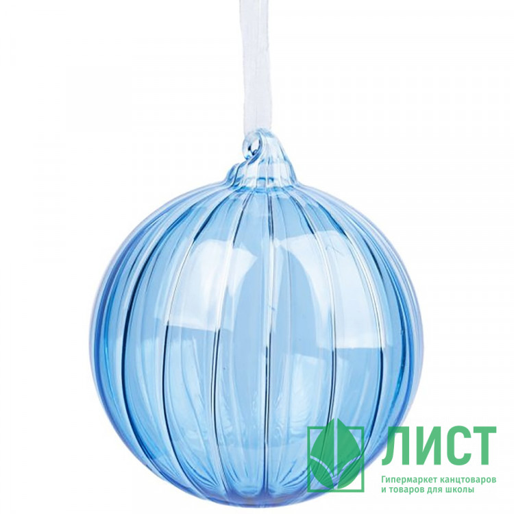 Шар стекло без упаковки /1шт/ 10см "Прозрачный голубой" арт.90741