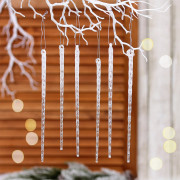 Украшение декор.подвеска "Сосулька снежный хрусталь" 18см 06шт/наб. цв.белый арт.916-1244