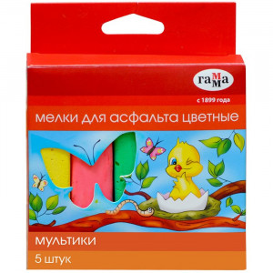 Мел асфальтовый цветной 5 штук в упаковке Гамма Мультики арт 2304191