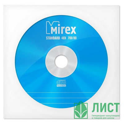 Диск CD-R Mirex +конверт CD бумажный c окном с вырубным язычком Диск CD-R Mirex +конверт CD бумажный c окном с вырубным язычком