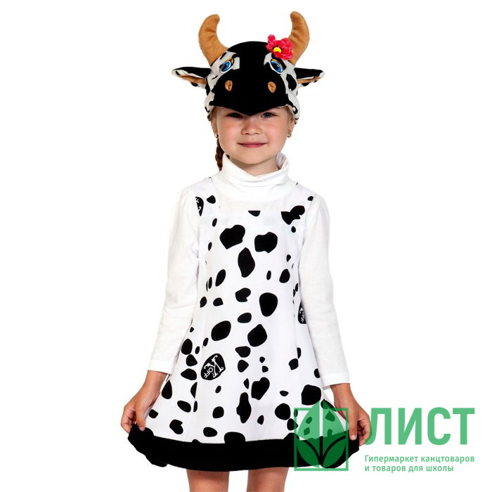 Костюм для девочки Коровка (платье, маска) р.32/122 плюш арт.2097