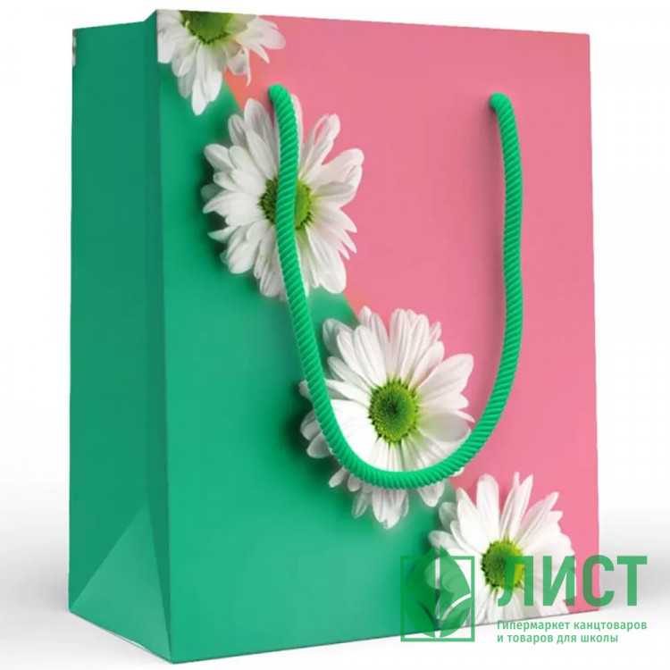 Пакет подароч. бумаж. 13*11см "Герберы" арт.151102240