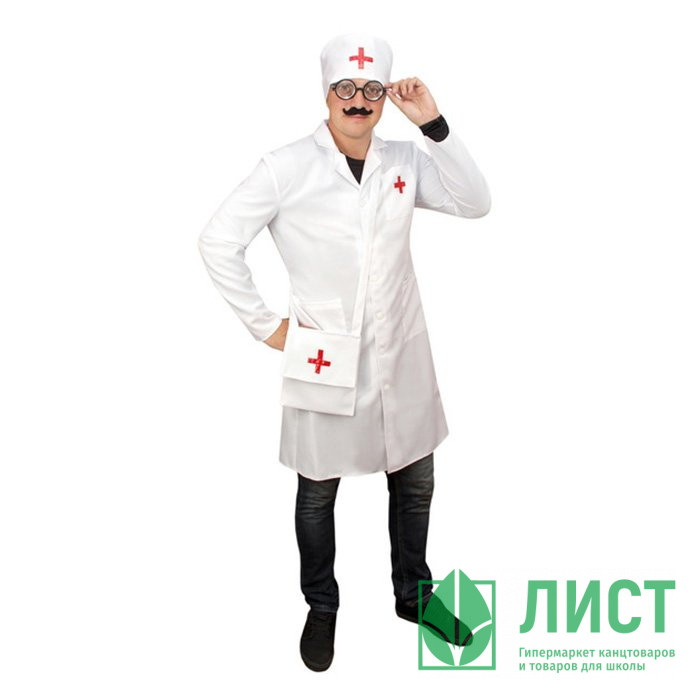 Украшение новогоднее Айболит (колпак,очки,усы,халат,стелескоп,сумка) р.48-50