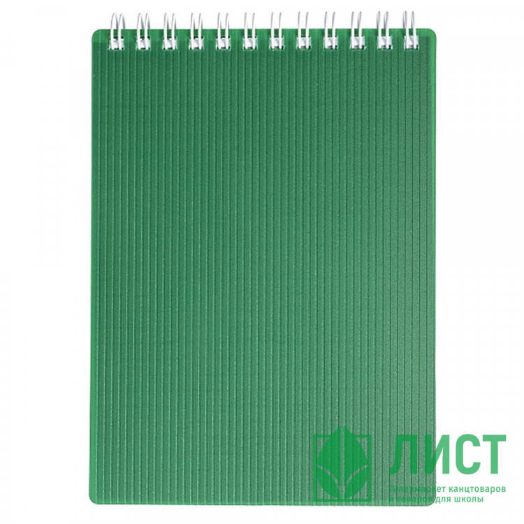 Блокнот А6 пластиковая обложка на гребне 80 листов (Hatber) VELVET Зеленый арт.80Б6В1гр_01607