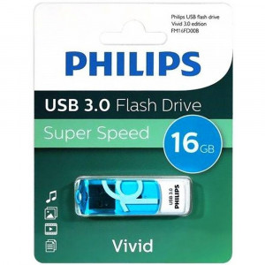 Флеш диск 16GB USB 3.0 PHILIPS VIVID, белый/голубой