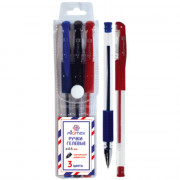 Набор ручек гелевых 3 цвета (Attomex) резиновый грипп, в пластиковом блистере арт.5051644