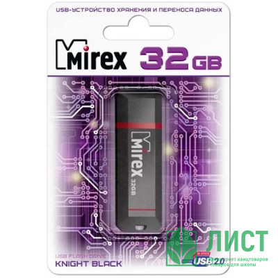 Флеш диск 32GB USB 2.0 Mirex Knight, черный Флеш диск 32GB USB 2.0 Mirex Knight, черный