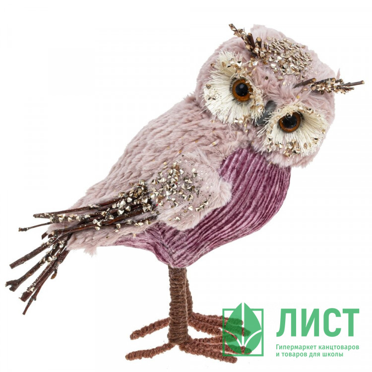 Игрушка декор. "Сова" 21см цв.розовый арт.781735