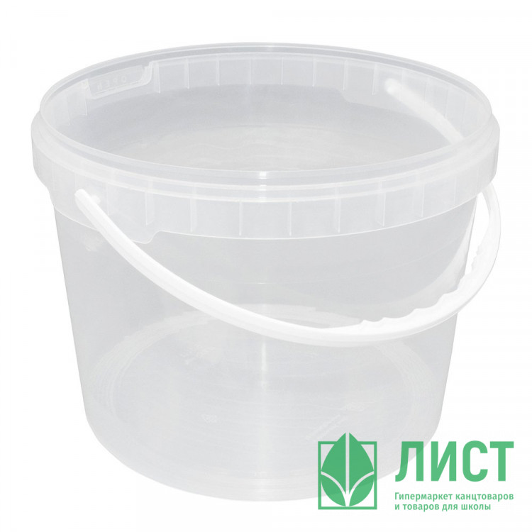 Ведро пищевое 5,5л б/к, с пластиковой ручкой круглое D=230мм цвет прозрачный