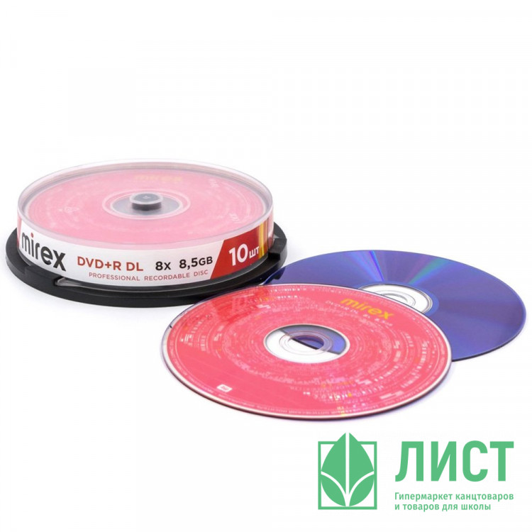 Диск DVD+R Mirex 8.5 Gb, 8x, Cake Box (10), Dual Layer (10/300)