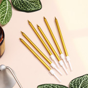 Свечи д/торта коктейльные 06шт/наб. "Шайн" 10см золотой металлик арт.7582965