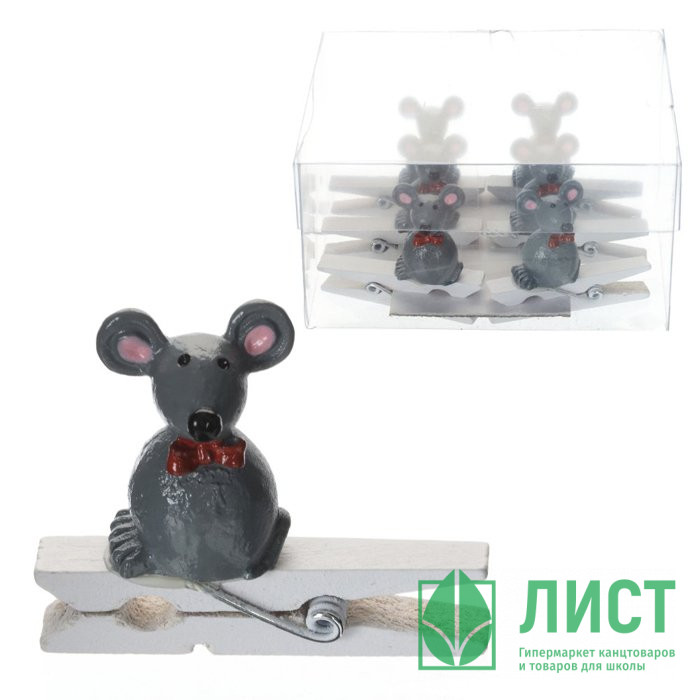 Украшение декор.прищепка "Мыши" 03,см 06шт/наб. арт.741553