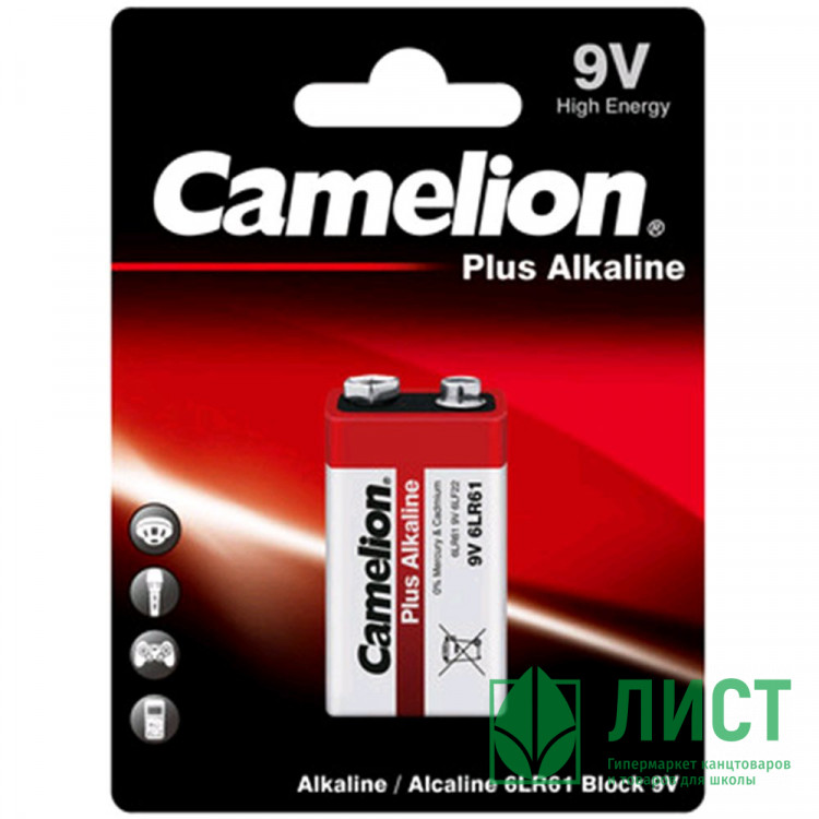 Батарейки крона Camelion 6LR61 9V алкалиновая BL1 (цена за упаковку)