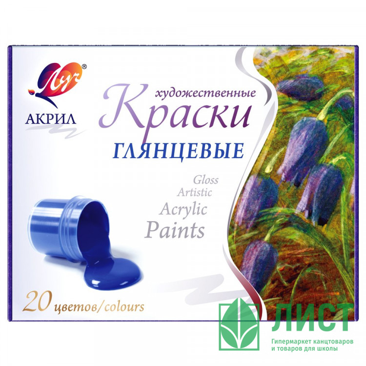 Краски акриловые 20 цветов (ЛУЧ) глянцевые по 20 мл арт.31C 1995-08