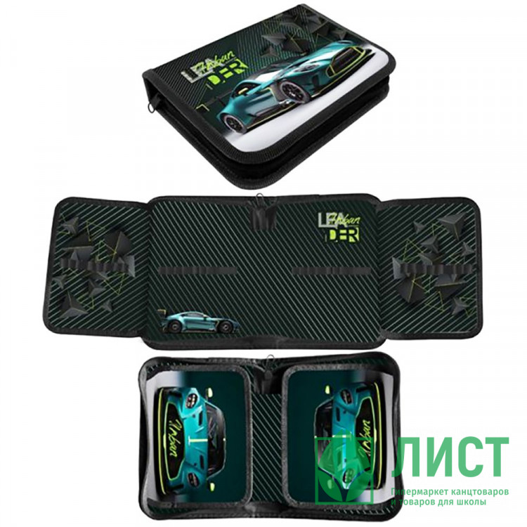 Пенал 1 отделение с 2 откидными планками (Оникс) ПКТ 09-20 Автолидер Maxi 190х130мм ткань