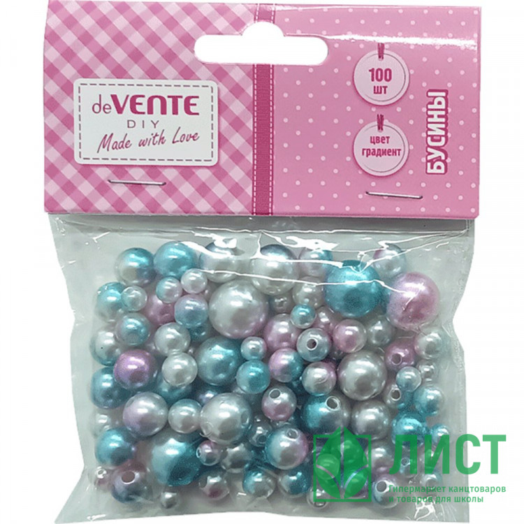 Бусины 100 штук (deVENTE) Green Forest градиент мятно-розовый ассорти арт.8001208