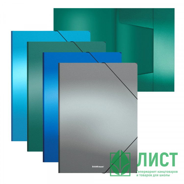 Папка на резинке А4 37мм пл. 0,6мм ассорти ErichKrause Matt Ice Metallic арт.50399 (Ст.4)